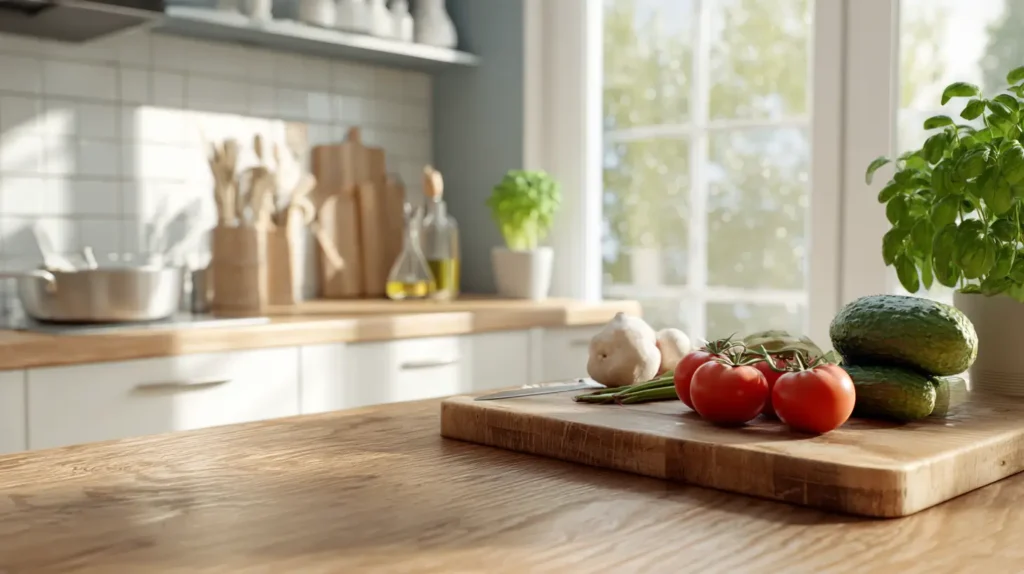 alimentación sostenible en casa con cocina ecológica