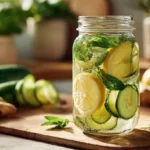 Agua detox de jengibre con pepino y menta