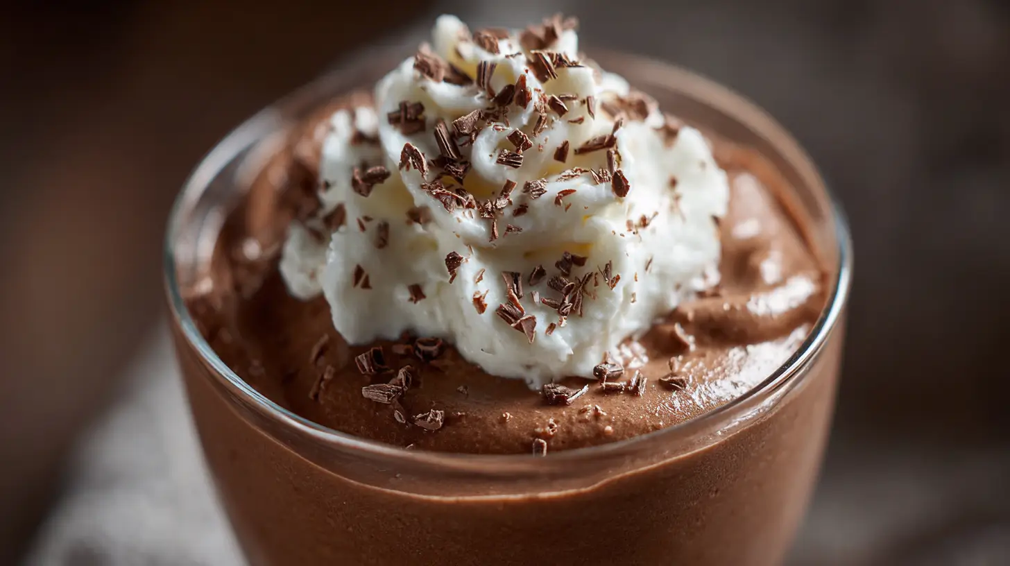 Mousse de queso cottage proteico cremoso en copa de cristal