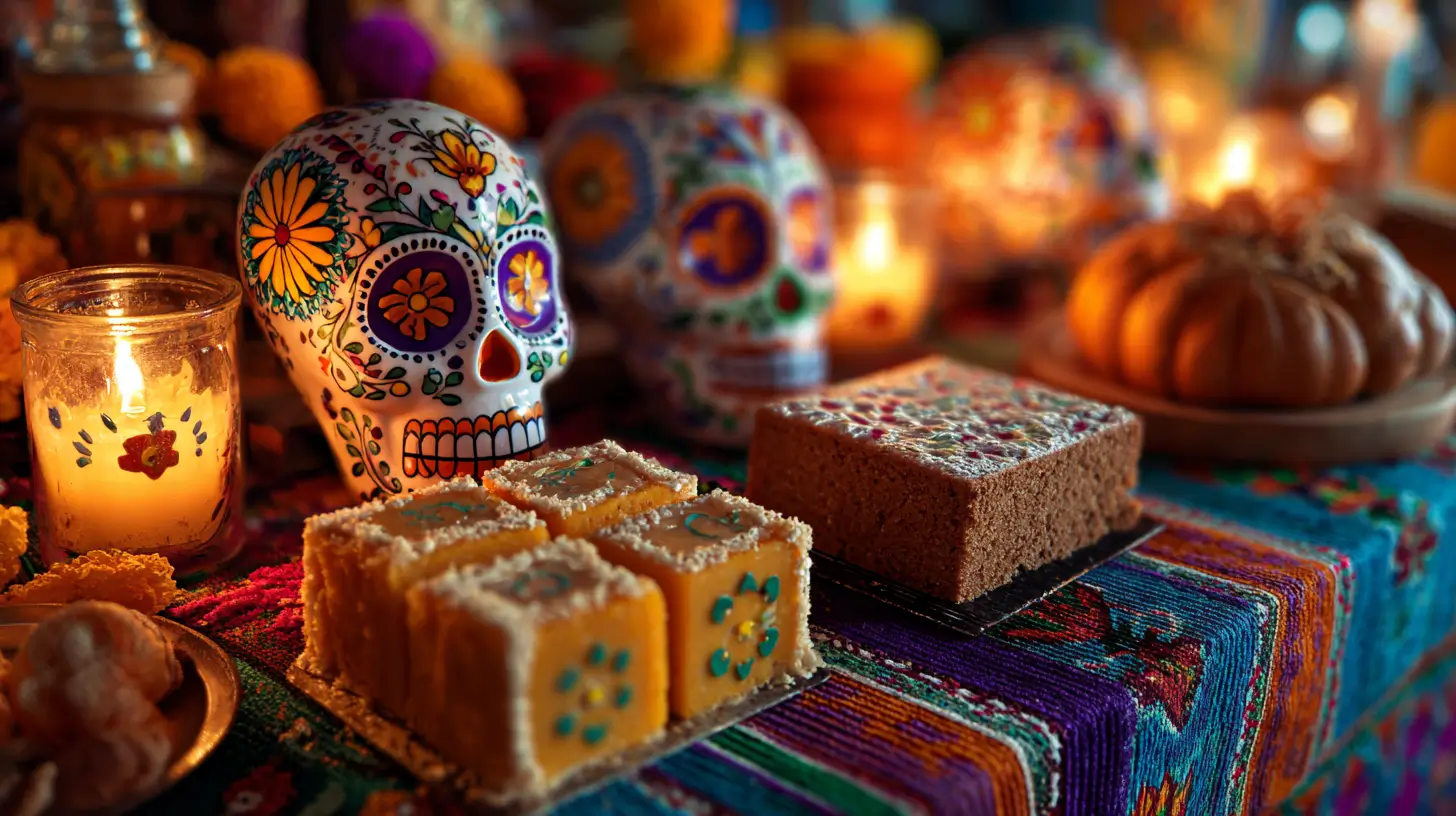 Recetas dulces Día de Muertos en altar tradicional mexicano