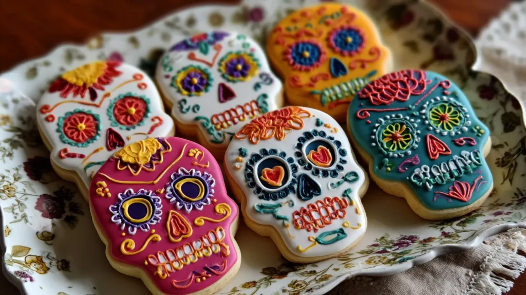Postres de Día de Muertos para niños decorando galletas