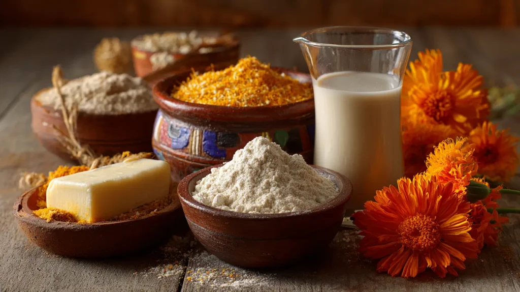 Ingredientes para concha vegana mexicana sin huevo