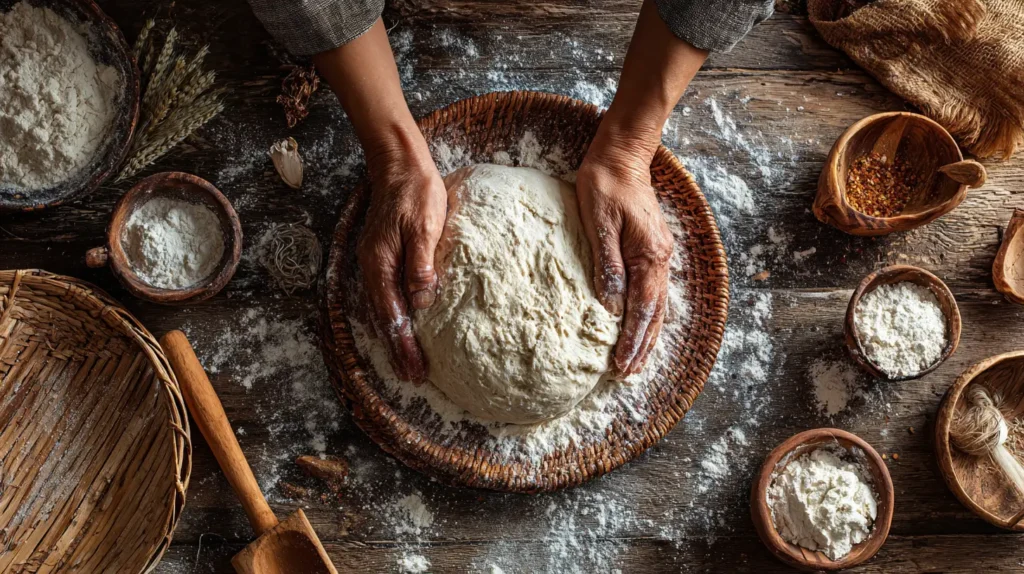 Preparación de la masa de pan conchasúchil vegano