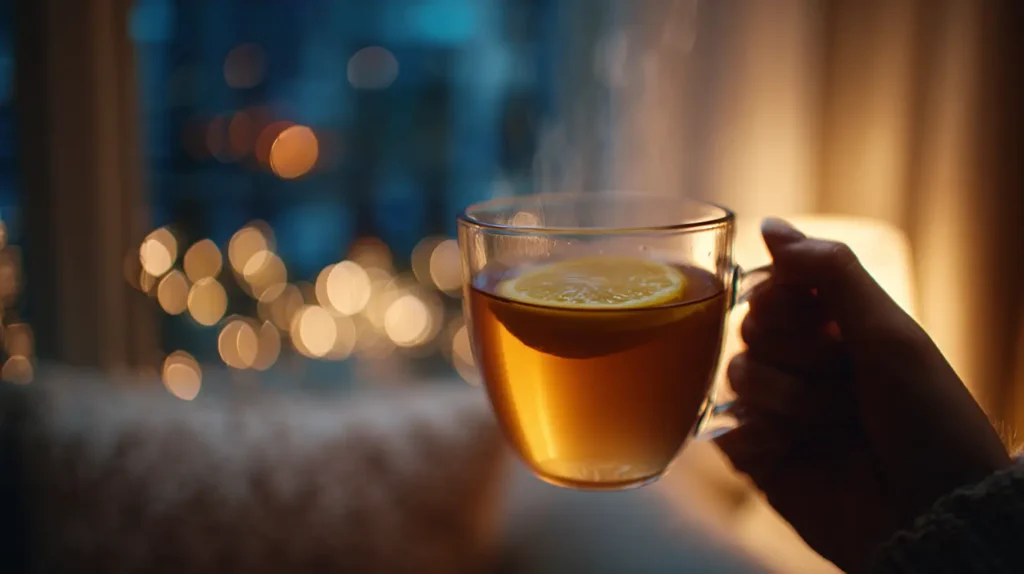 Infusión de jengibre y limón por la noche