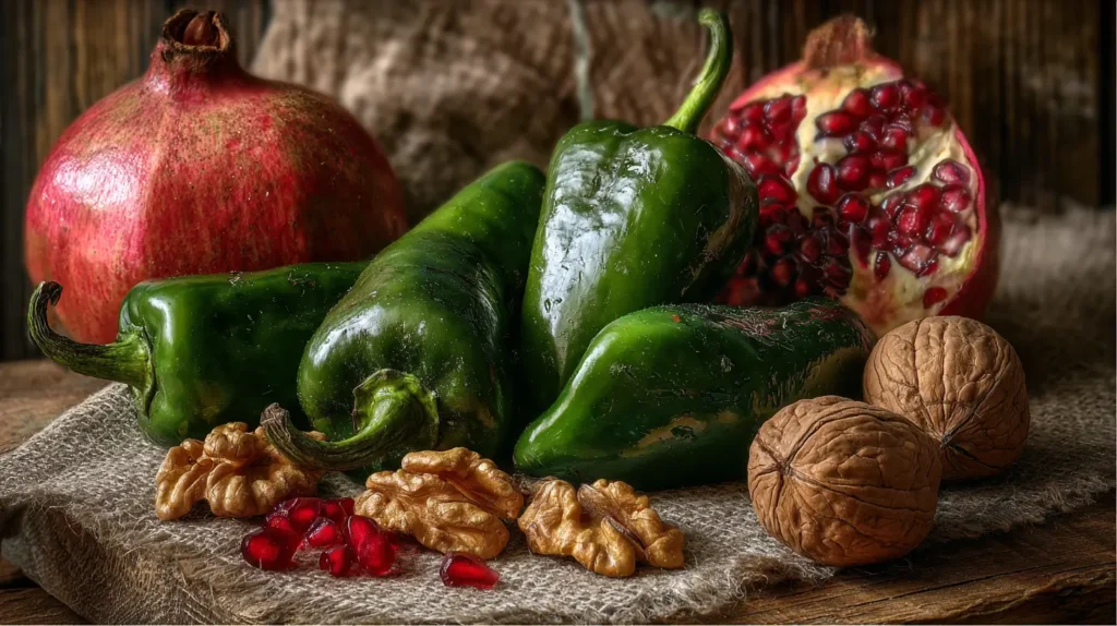 ingredientes clave del chile en nogada que representan los colores patrios.