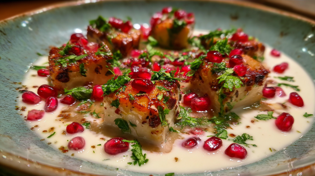 Salsa de nogada casera paso a paso servida sobre chiles en nogada tradicionales.