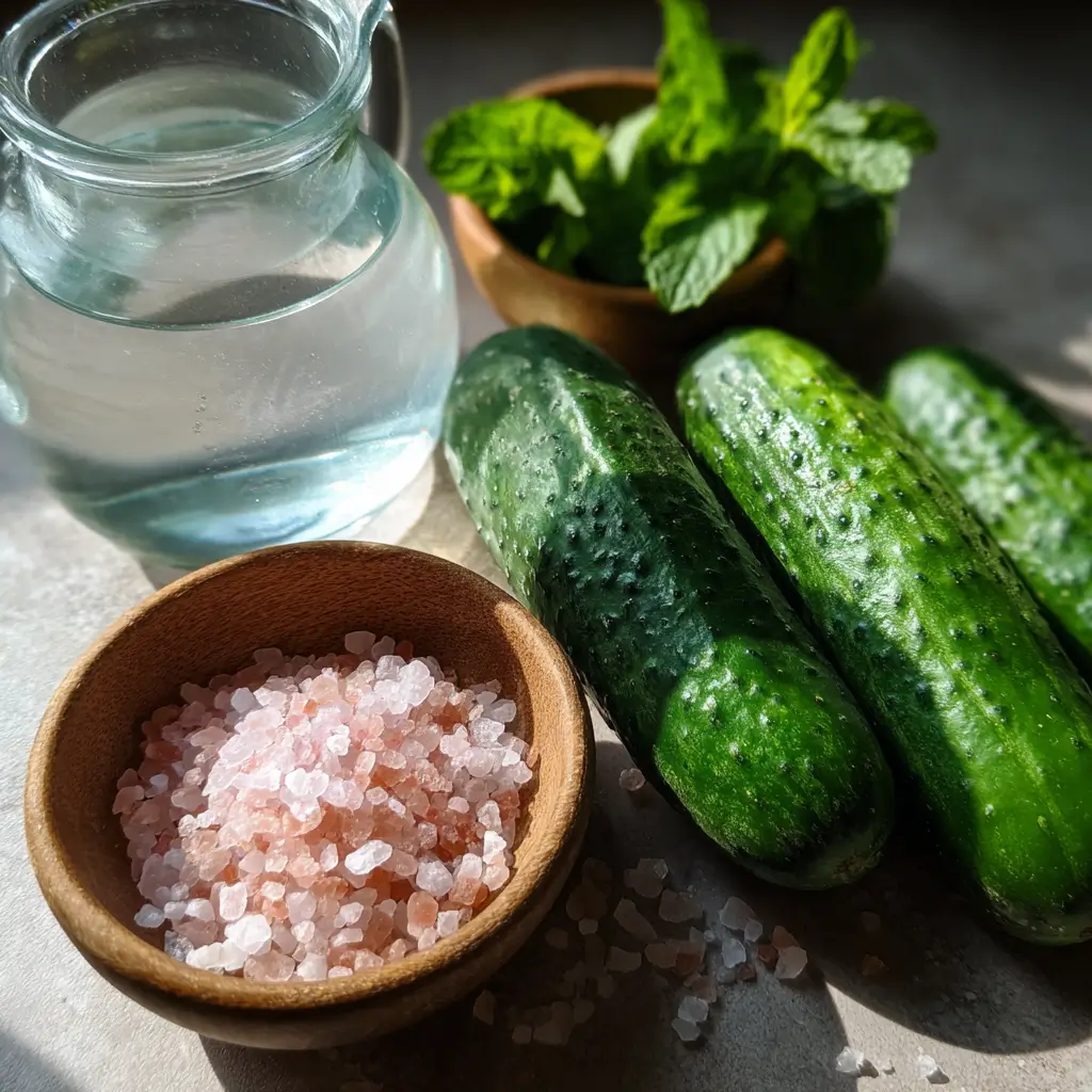 Ingredientes del refresco de pepino con sal rosa