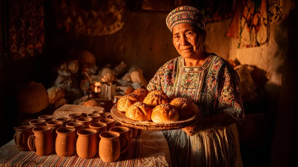 pan de muerto tradicional con café de olla