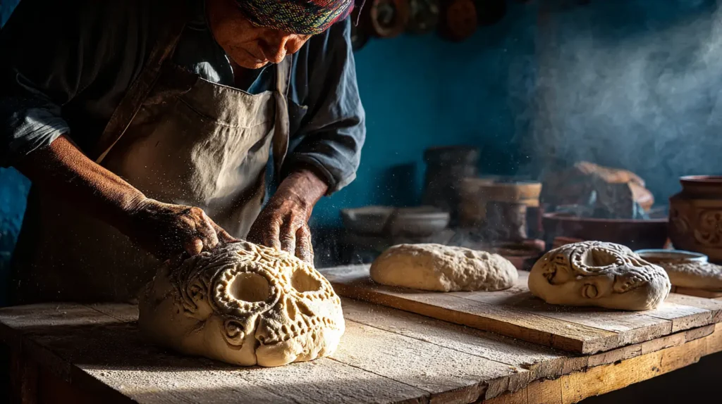 Elaboración artesanal del pan de muerto en México