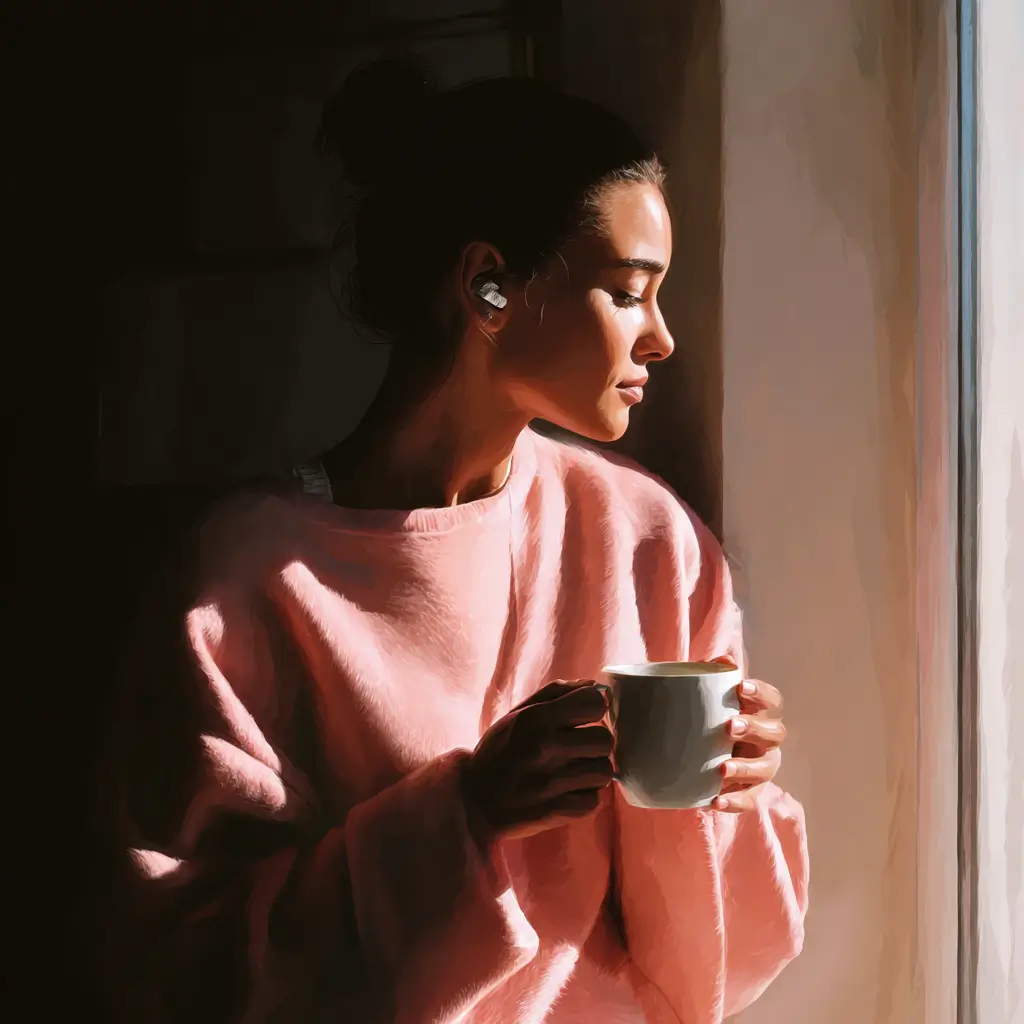 persona disfrutando café con sal rosa