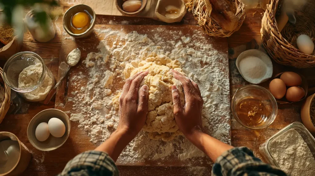 preparación de masa para pan de muerto relleno