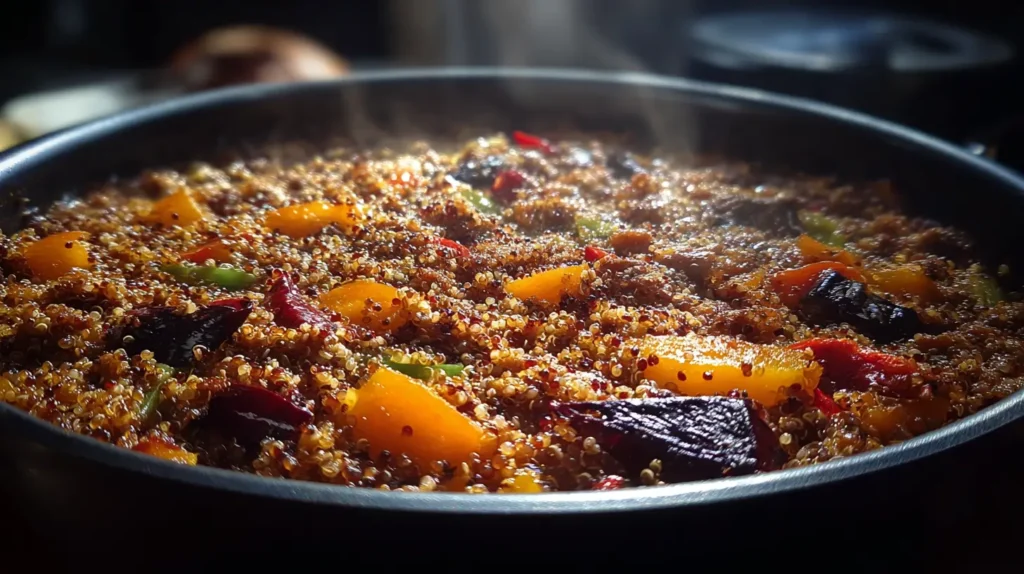 Relleno de quinoa y setas para chiles en nogada vegetarianas