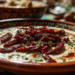 Variaciones de chiles en nogada vegetarianas servidas en plato tradicional mexicano