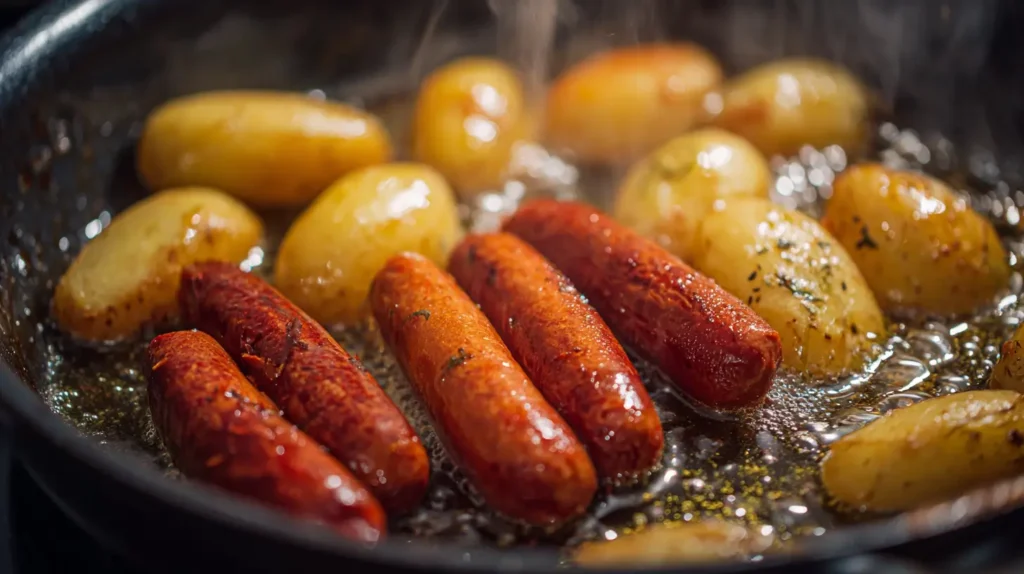 preparación paso a paso de salchipapa colombiana con salsas especiales