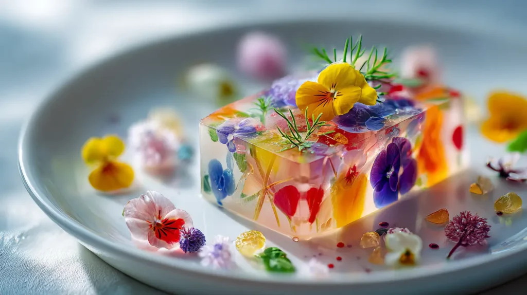 Gelatina artística con formas originales en colores vivos