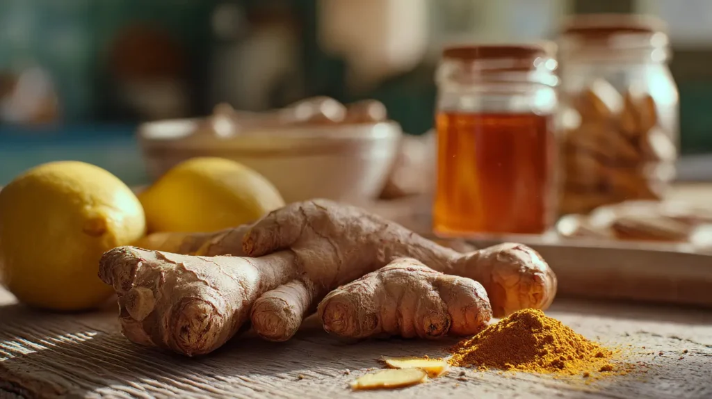 Ingredientes para shot de jengibre casero