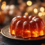 Gelatina de calabaza de Halloween en mesa decorada.