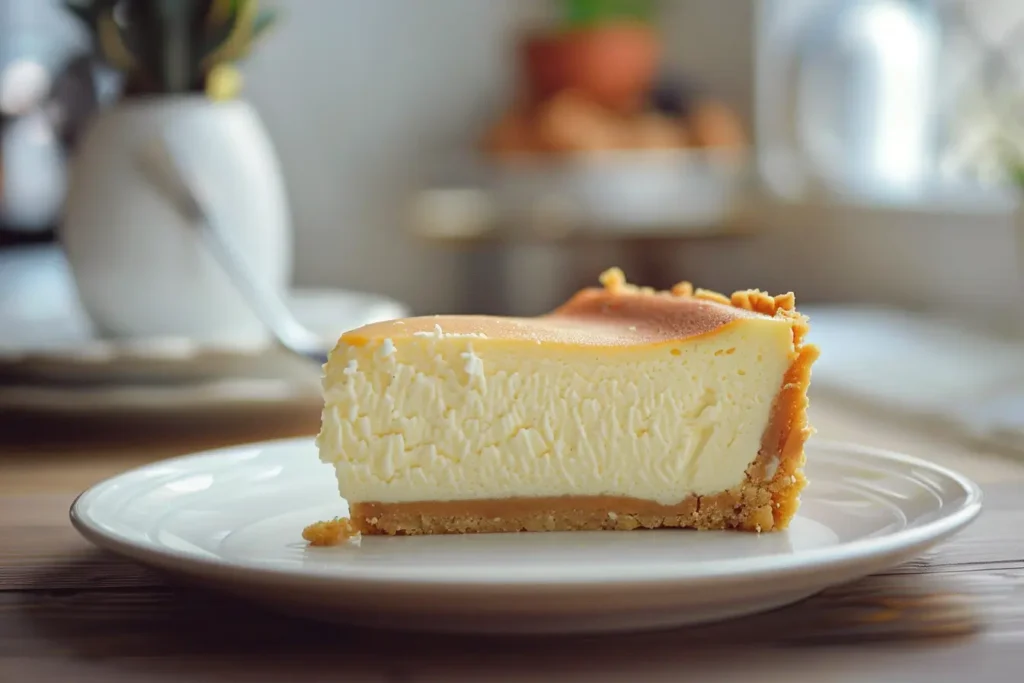 Cheesecake proteico bajo en carbohidratos en primer plano