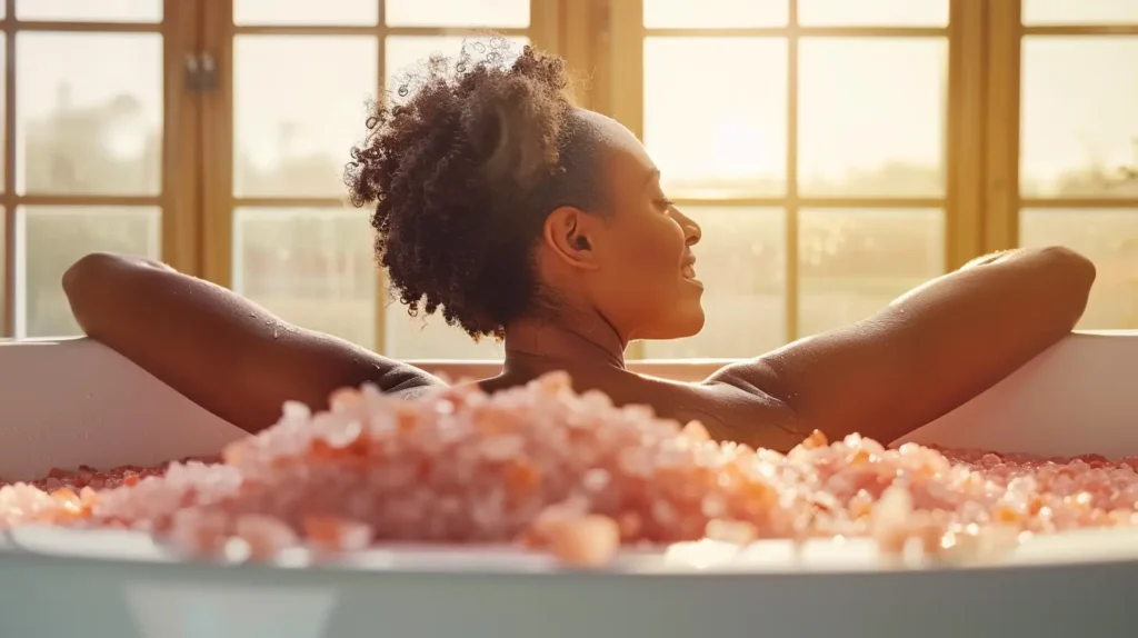 beneficios del baño con sal del Himalaya