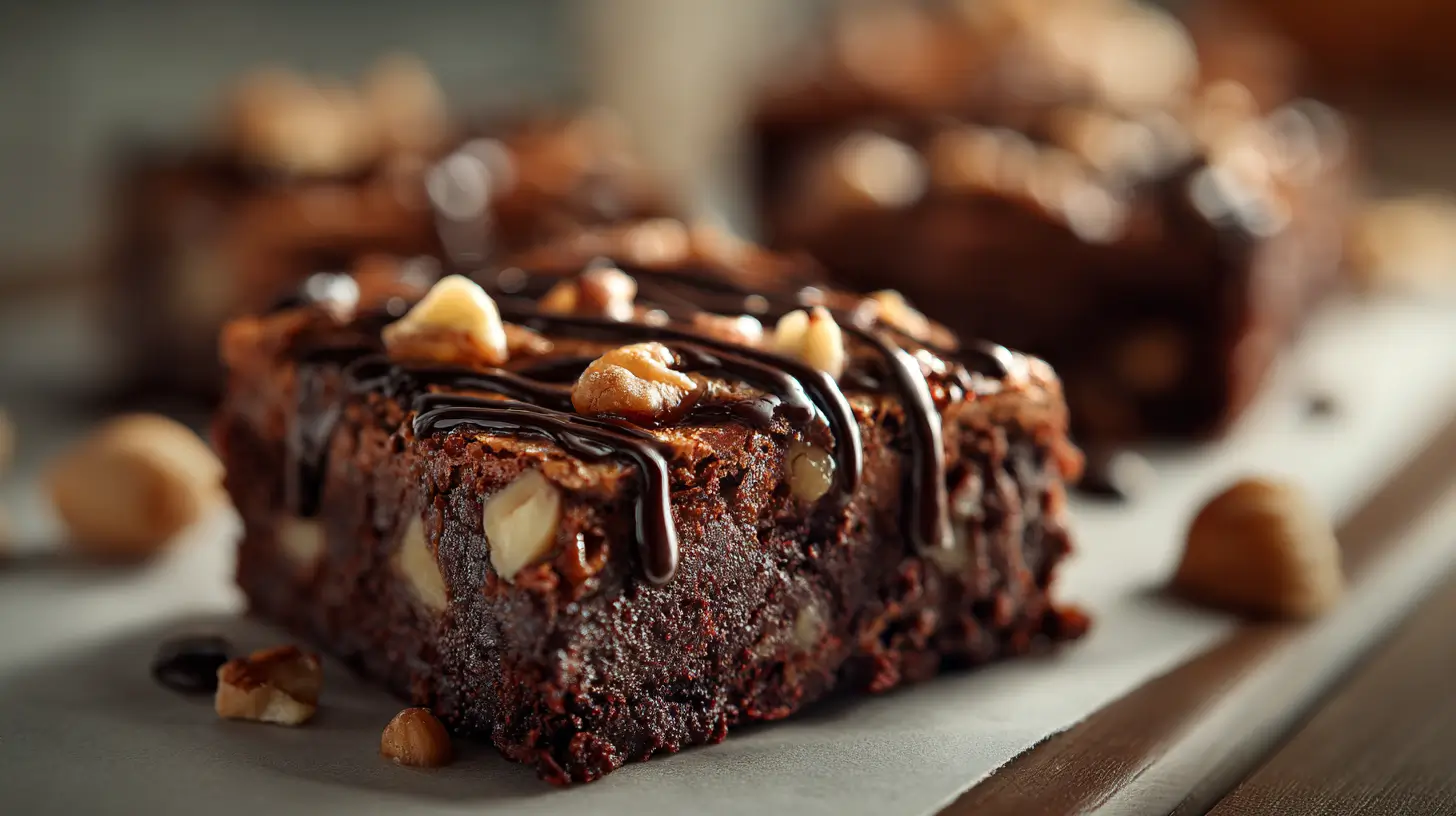 Postres proteicos veganos de brownie con frutos secos