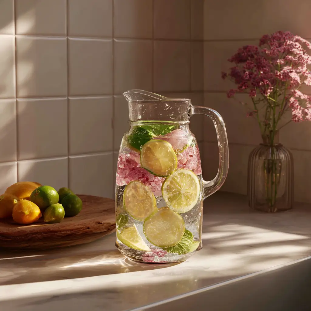 receta de agua detox con limón y sal rosa