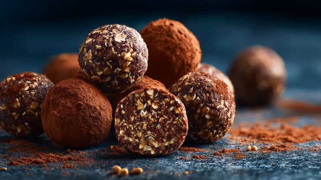 Trufas proteicas veganas con avena y mantequilla de maní