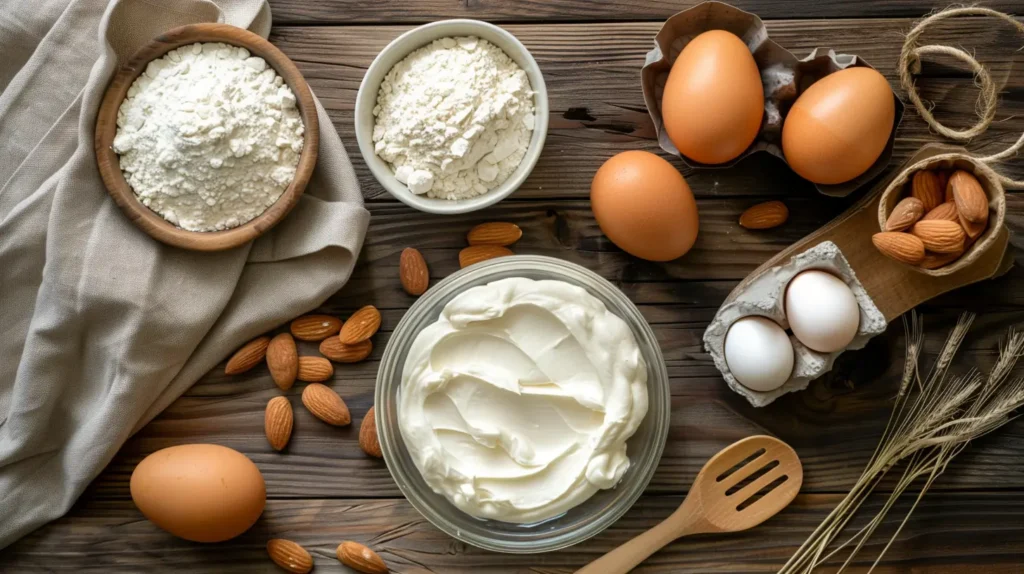 Ingredientes para cheesecake proteico bajo en carbohidratos