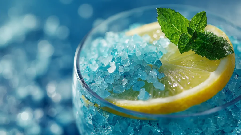 “bebida wellness con sal azul para beneficios minerales”