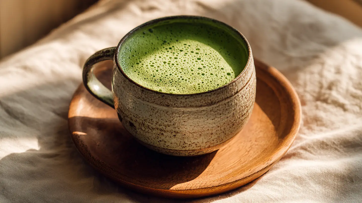 Taza de té matcha verde brillante para adelgazar.