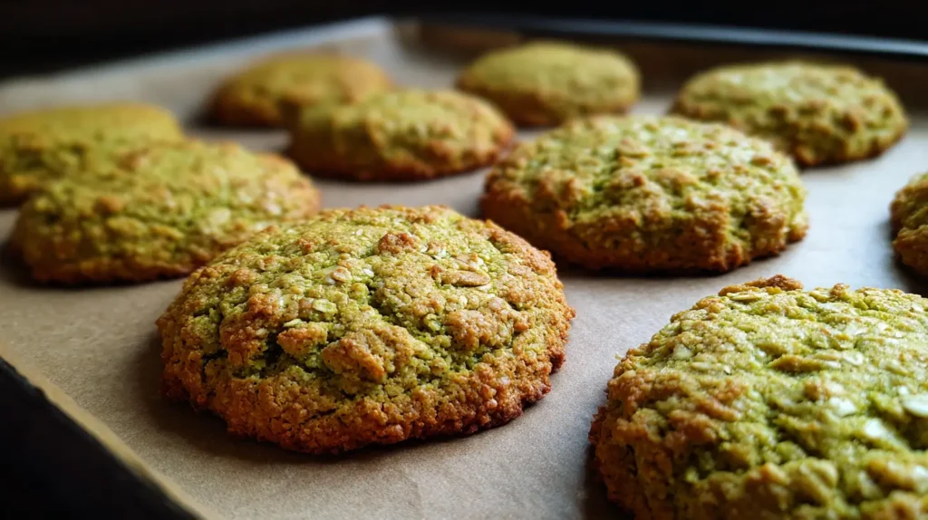 5 recetas con matcha para bajar de peso – plan de 5 días detox y energético : Galletas saludables de matcha y avena sin azúcar.