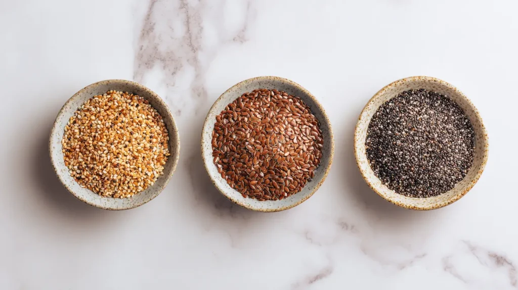 ingredientes para receta de semillas bariátricas en tazones