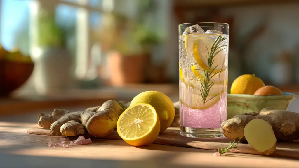 Mounjaro natural con sal rosa del Himalaya bebida detox casera