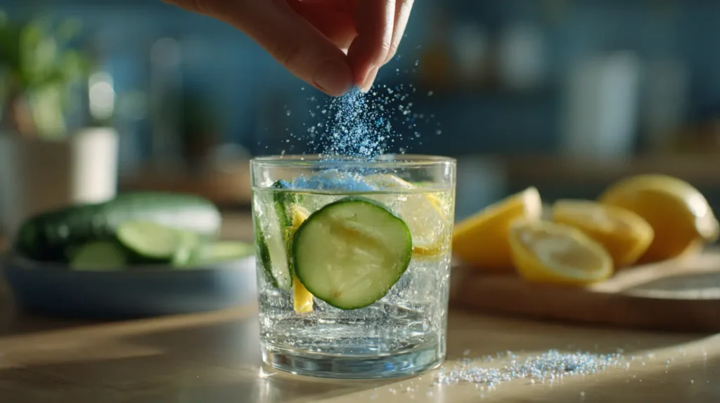 “receta con sal azul paso a paso con limón y pepino”