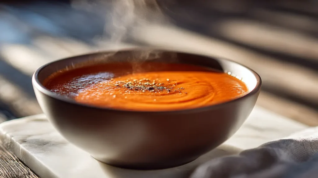 Homemade receta de sopa Campbell served warm in a rustic bowl