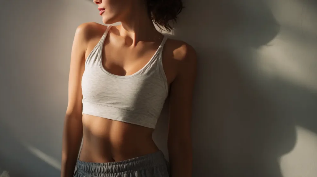 Rutina wellness realista con enfoque en hábitos sostenibles, no reducción localizada de abdomen.