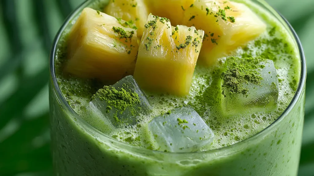 Smoothie de matcha para energía con plátano y chía