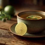 té de orégano con limón para adelgazar en taza natural