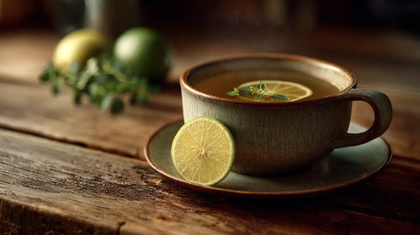 té de orégano con limón para adelgazar en taza natural