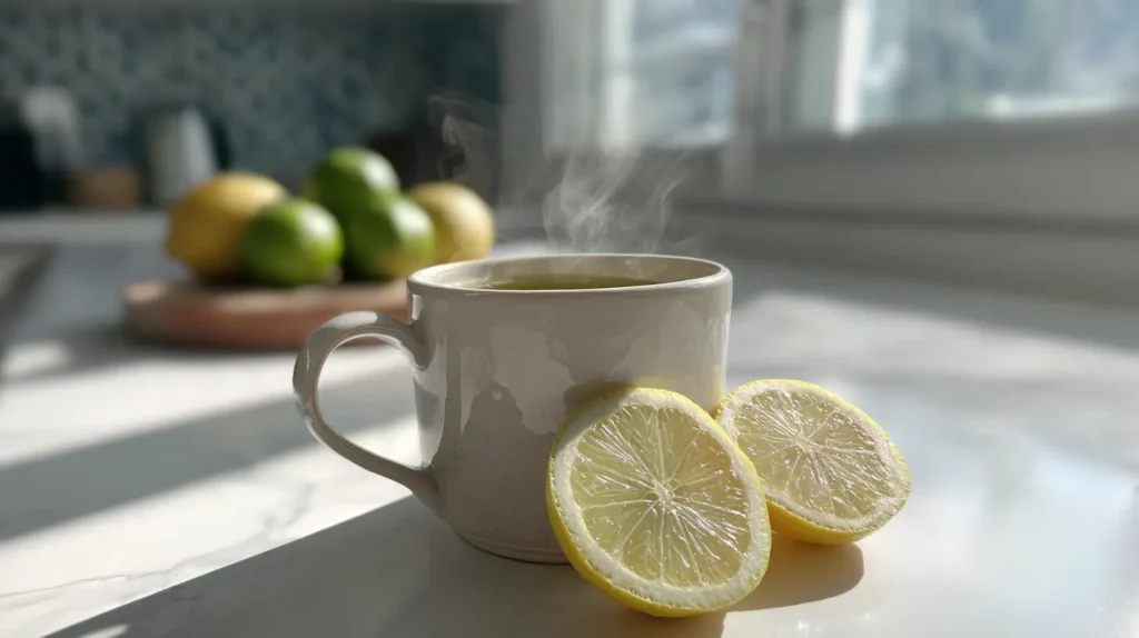 té verde para adelgazar taza caliente en mesa
