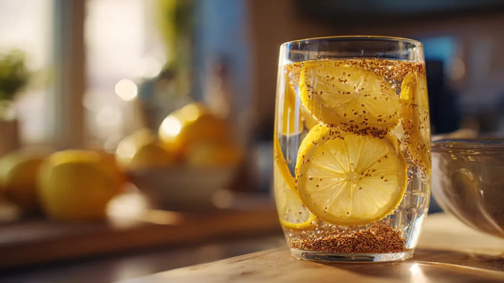 agua de linaza dorada con limón para adelgazar