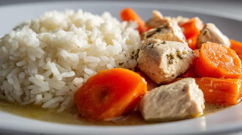 almuerzo para gastritis con arroz y pollo