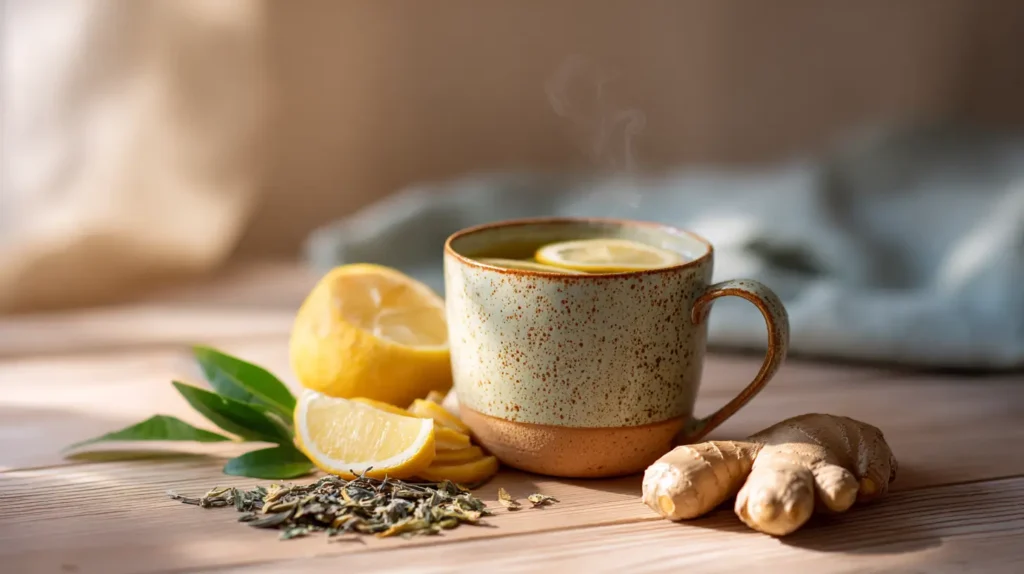 Bebida natural inspirada en ingredientes asiáticos como jengibre y limón