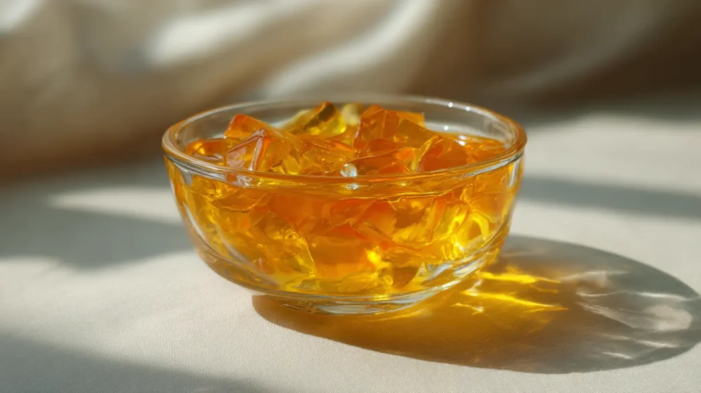 Gelatina coreana para bajar de peso presentada en recipiente transparente