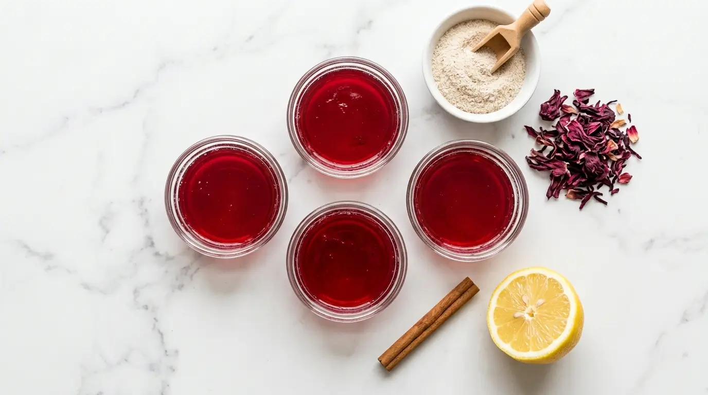 Balón gástrico con gelatina natural — receta casera con psyllium y flor de jamaica