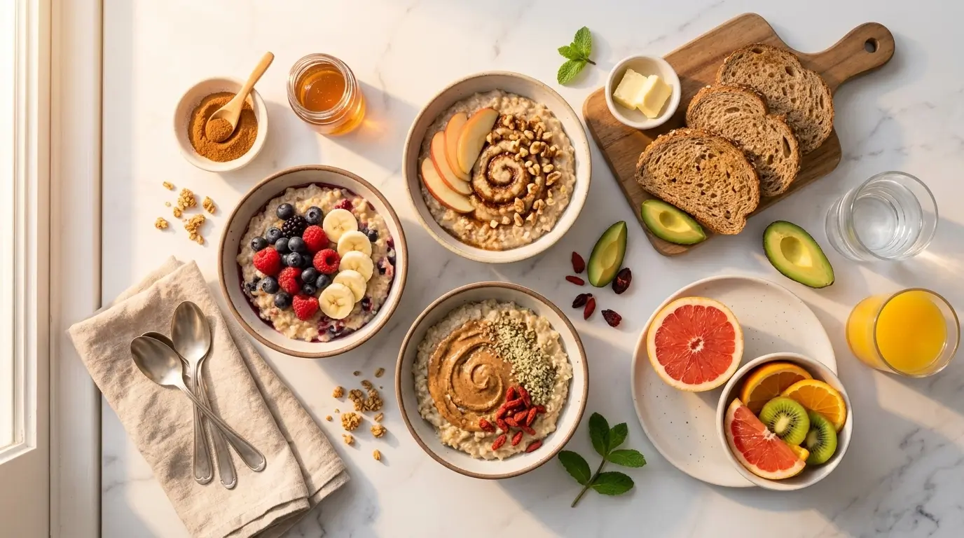 Familia desayunando junta como parte de sus rutinas saludables diarias
