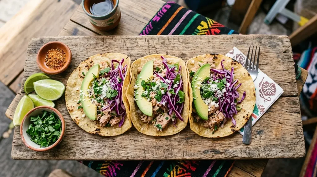 Tacos de atún con aguacate y repollo morado — receta saludable para familias