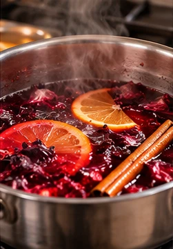 Preparación de infusión de hibisco naranja y canela