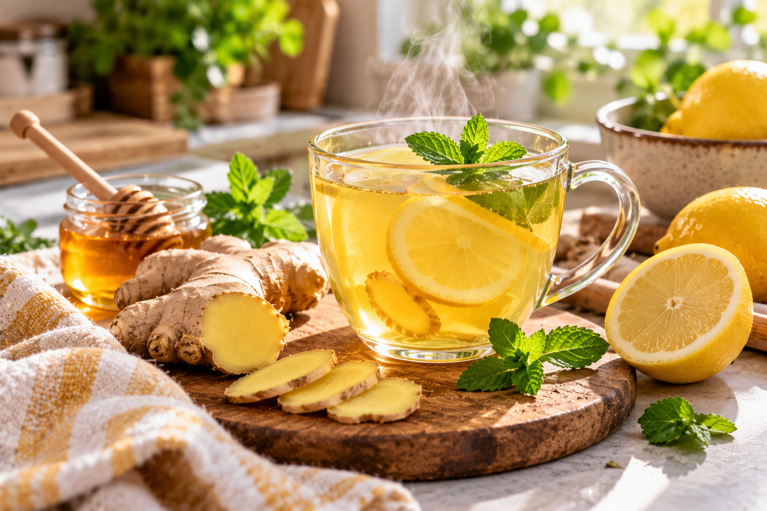 Infusión casera de jengibre y limón