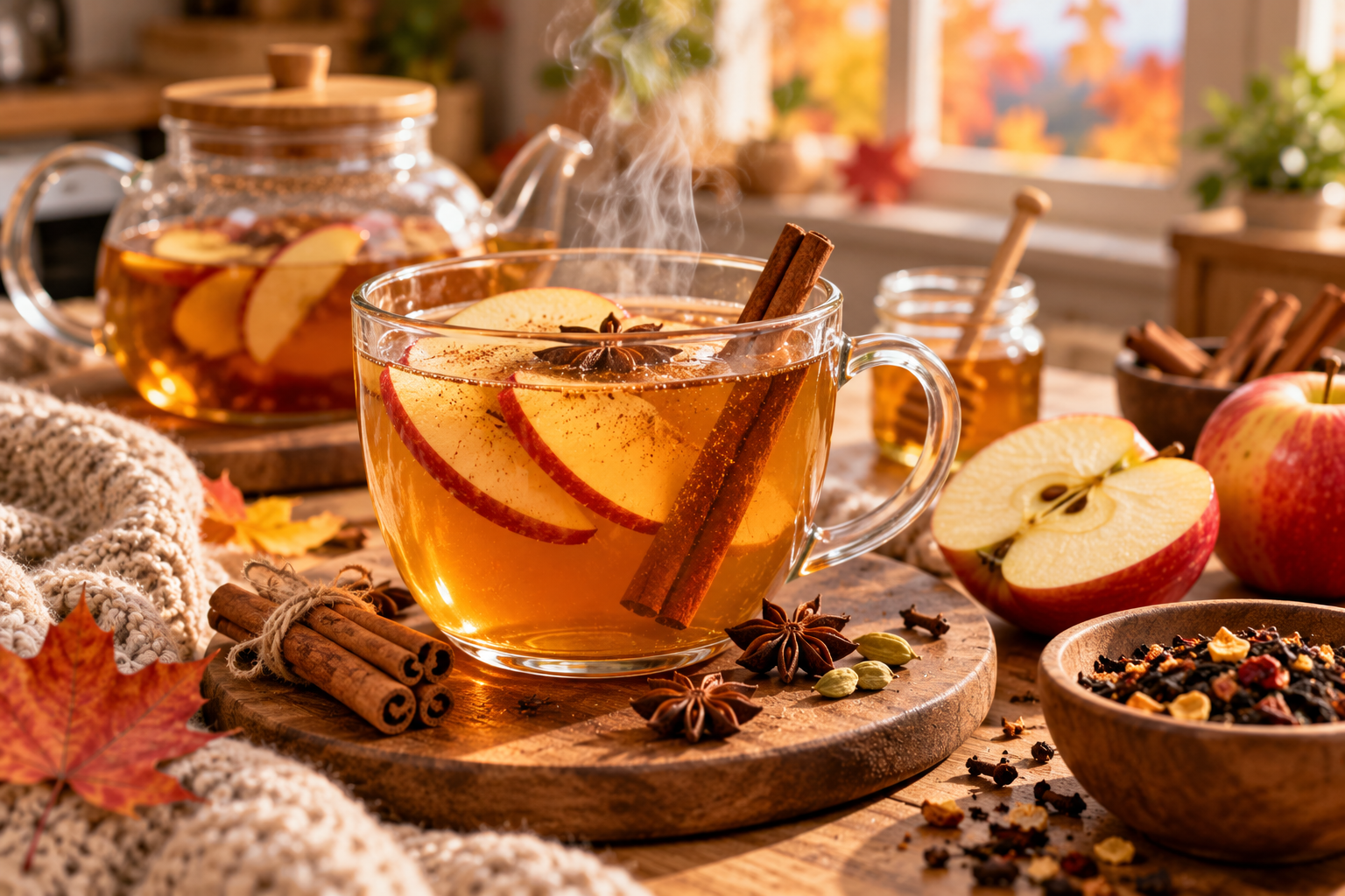 Té de manzana y canela casero para otoño